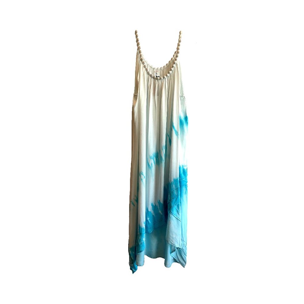 One Size Light Blue and White Flowy Summer Dress